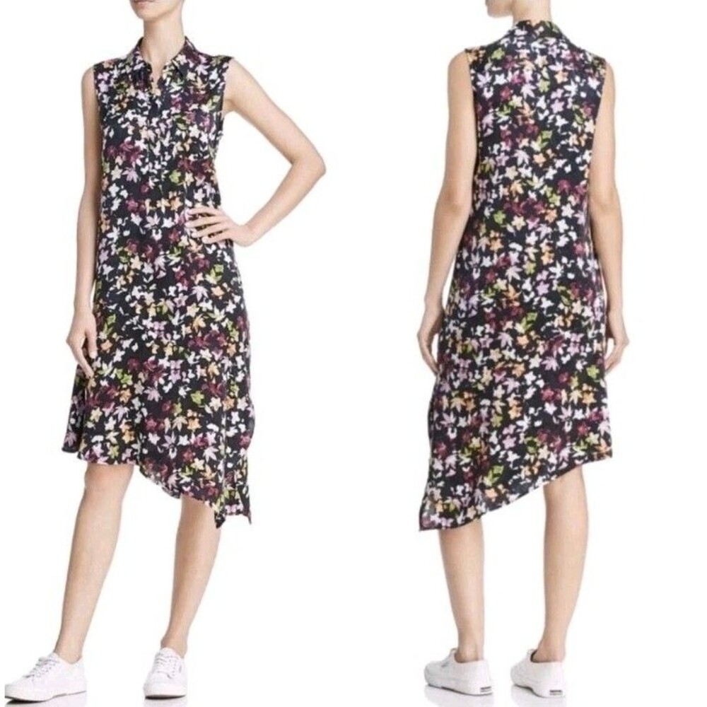 Equipment Eclipse Multi Floral Tira 100% Silk Sleeveless Shirt Shift Dress Sz XS